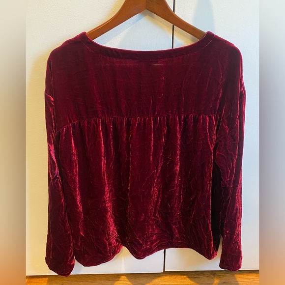 Eileen Fisher Crushed Maroon Velvet Round Neck Boxed Top Women’s Medium - Picture 4 of 5